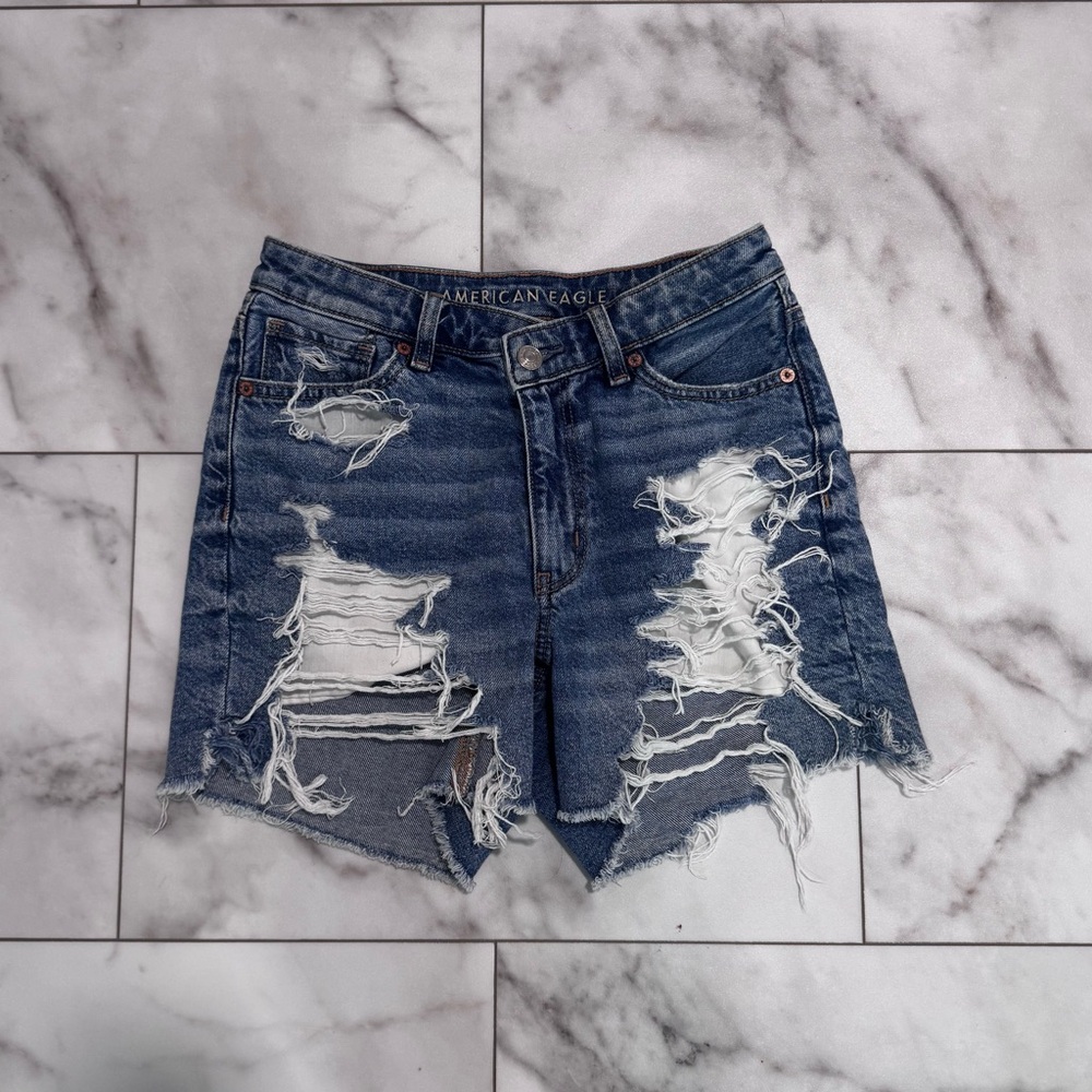 American Eagle Outfitters Distressed Blue Jean Shorts